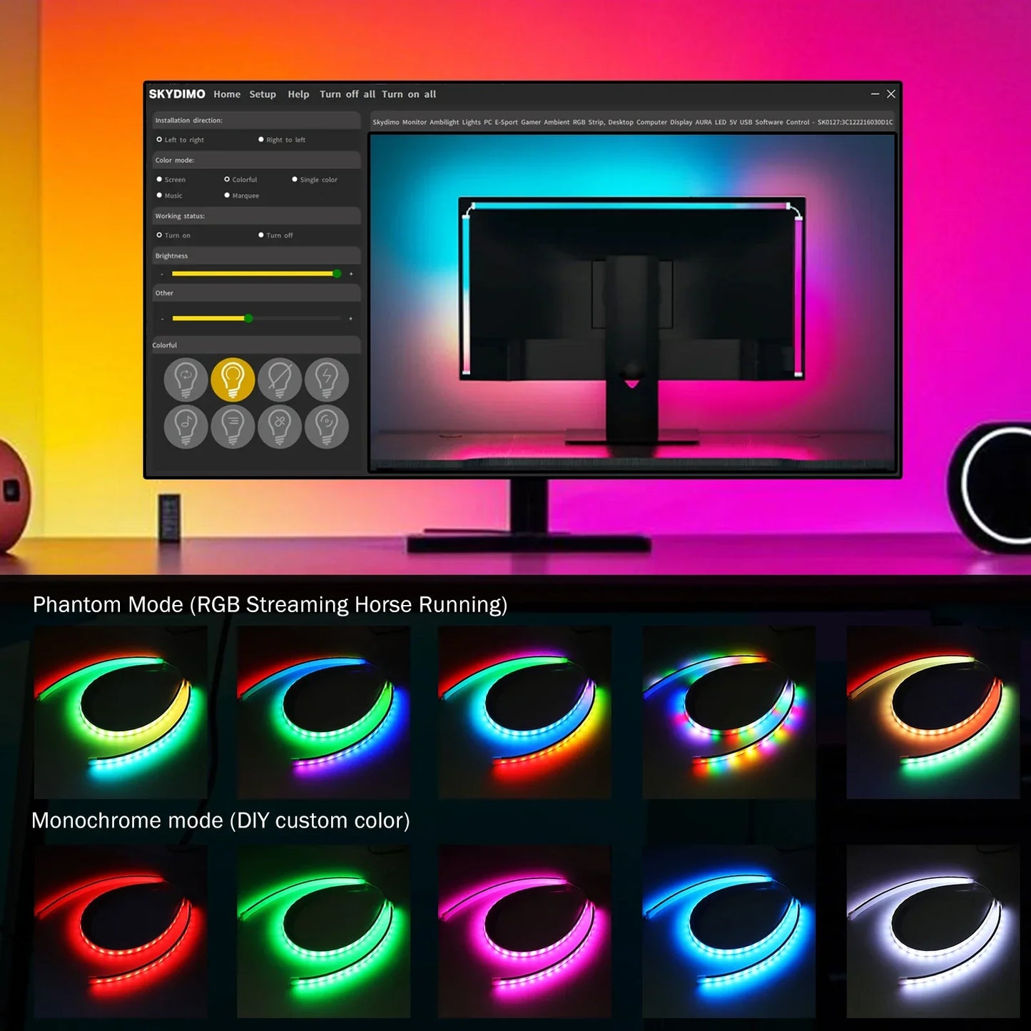 Rgb led lights strip music with customizable color modes and flexible design for skydimo smart rgb game sync lighting