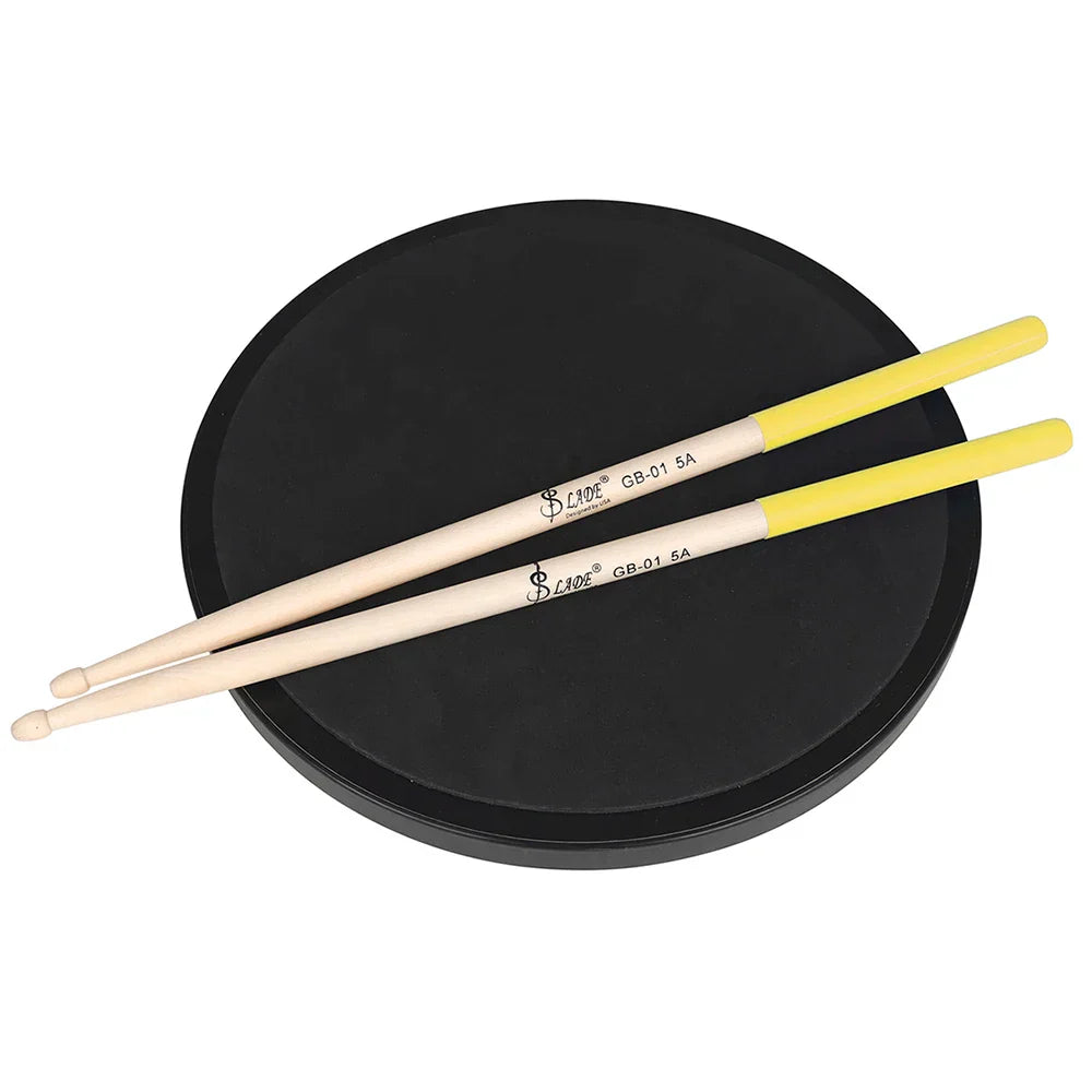 A pair 5a maple professional wooden percussion drumsticks with bright yellow rubber tips in colors drum mallets style