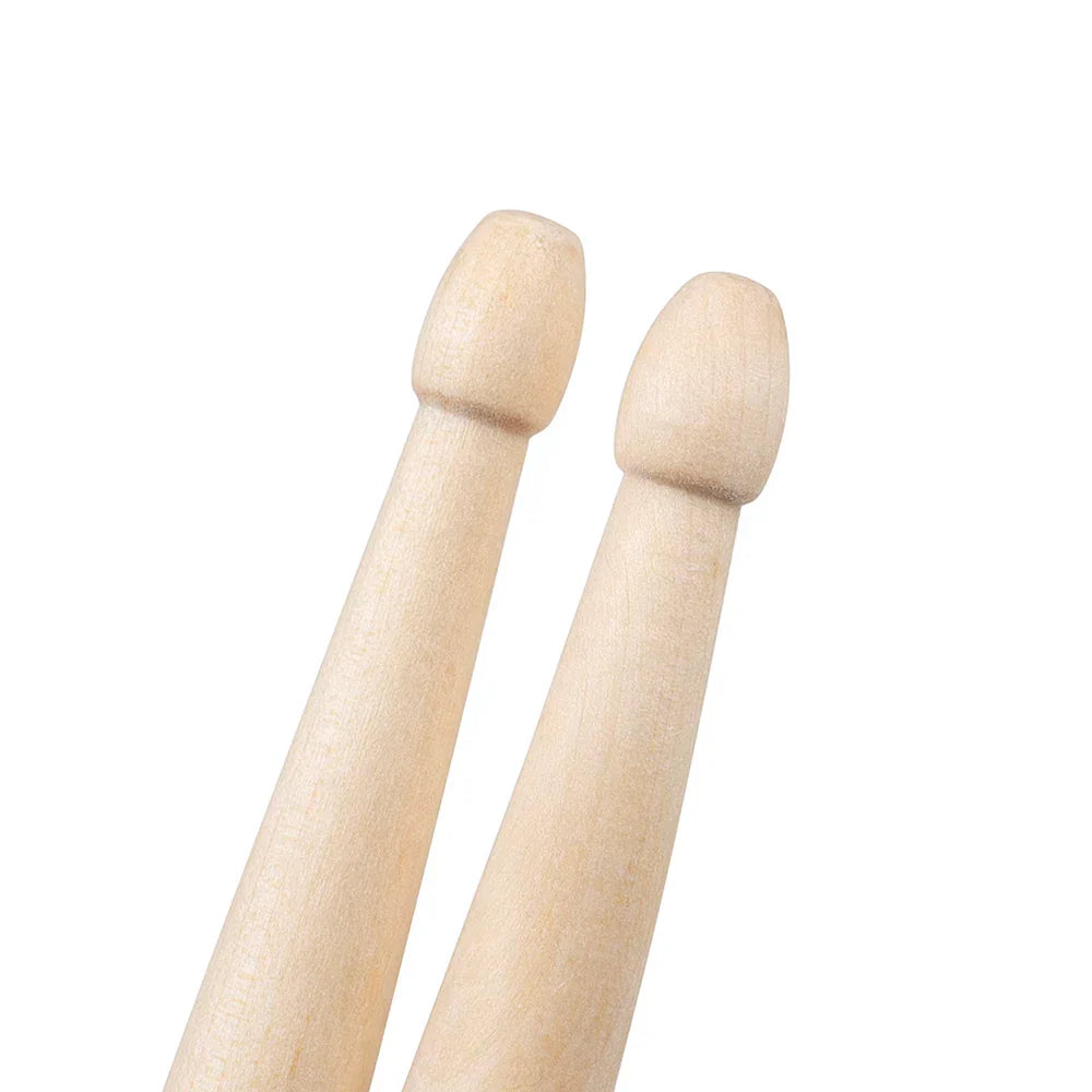 Natural wood maple drumsticks professional with smooth light finish and rounded tips for percussion accessories use