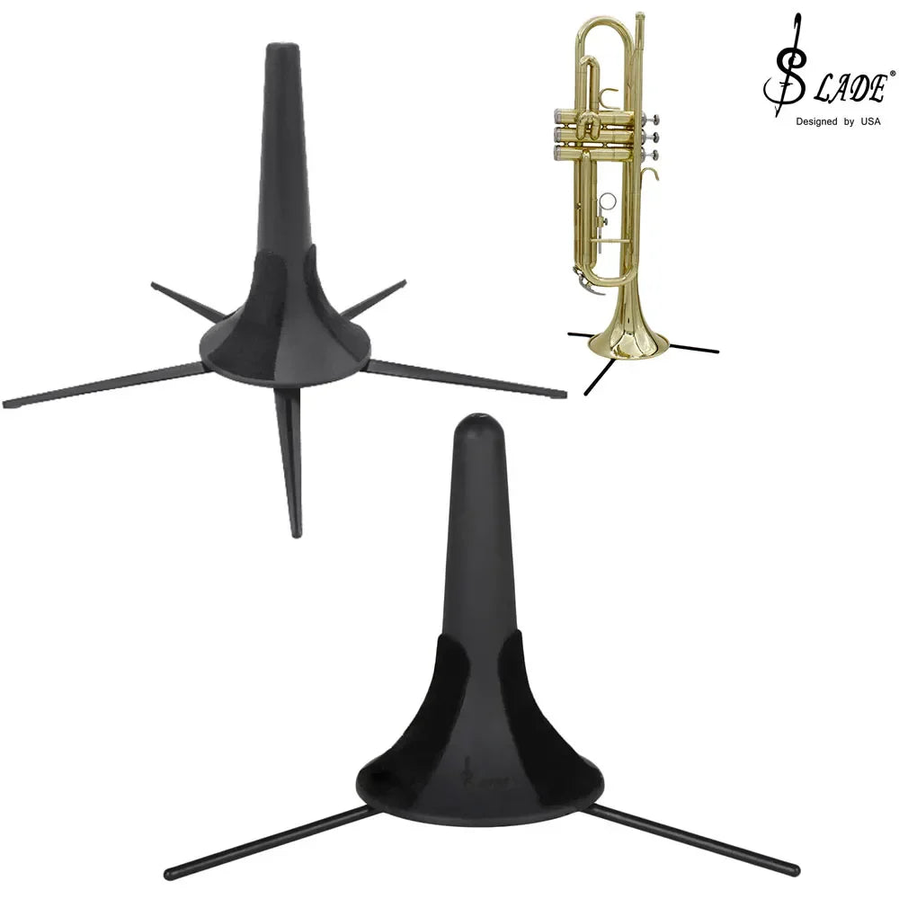 Slade black trumpet stand with foldable abs metal construction and three removable legs portable for brass instruments
