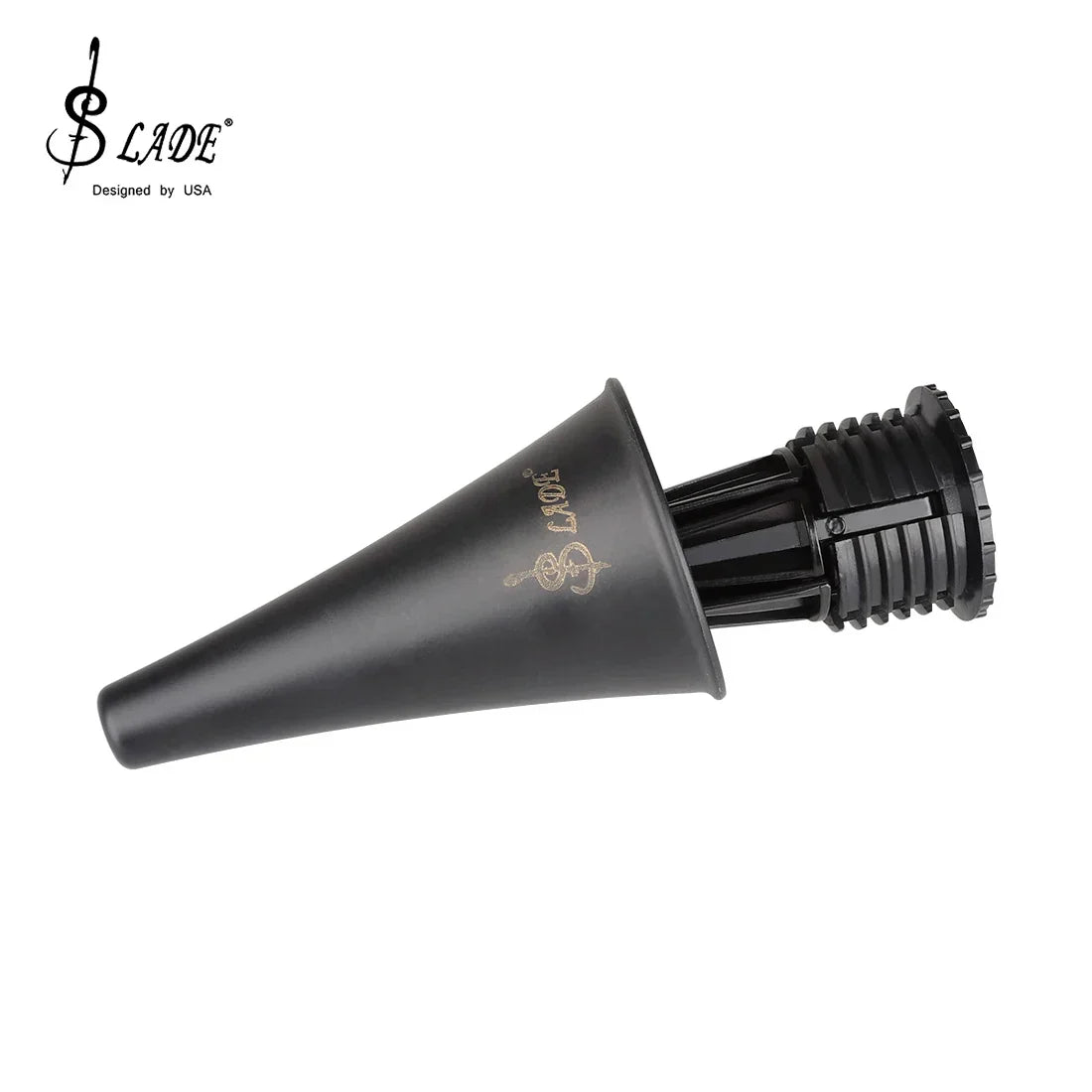 Black matte finished slade otoscope with conical probe and threaded connector for metal stand woodwind use