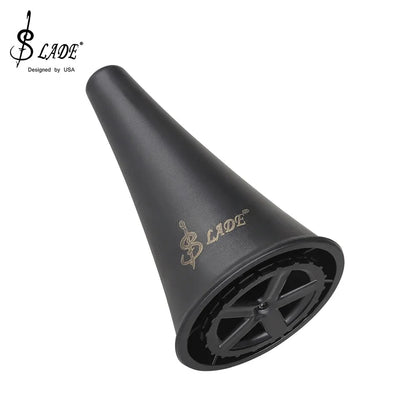 Black plastic trumpet mouthpiece with silver logo and metal reed holder for slade foldable clarinet stand bracket black portable placement rack