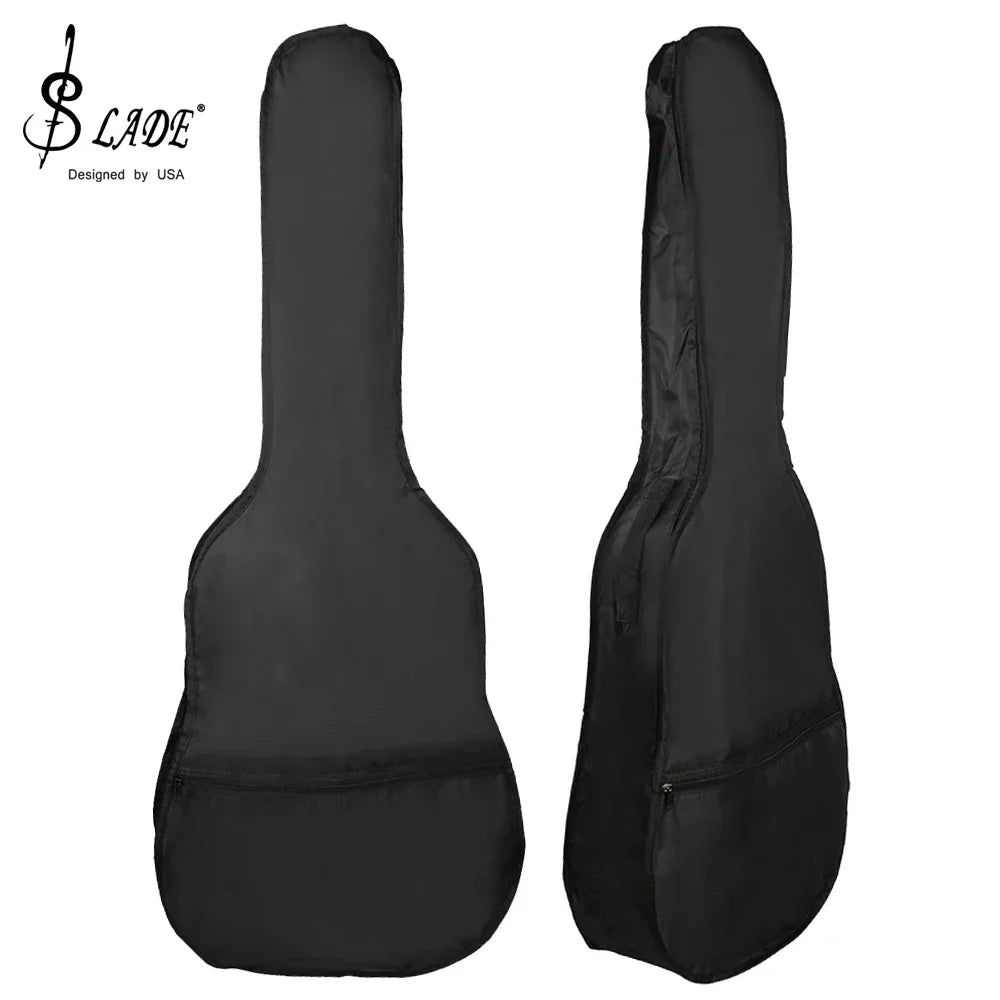 Black slade us designed classical acoustic guitar carry bag soft case with shoulder strap backpack for 38/41 inch guitars