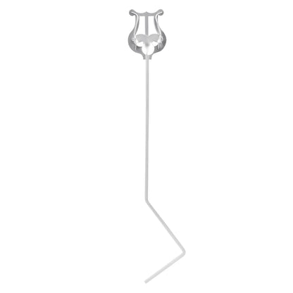 Silver lyre-shaped metal garden stake with sleek metallic finish and curved design for baliton tenor horn euphonium use