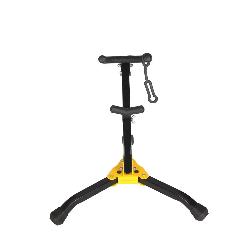 Black and yellow slade saxophone stand with adjustable metal legs tripod base professional stand metal brackets