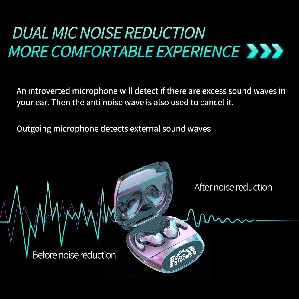 Pink and silver sleep bluetooth headphones with headphones noise cancelling and earbuds digital display in charging case