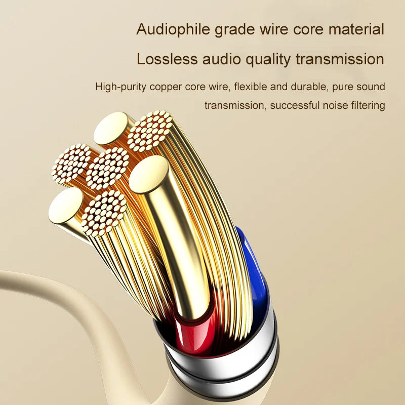High-purity copper audio cable with gold-plated core and blue insulation for glue sleep wired earbuds hifi surround