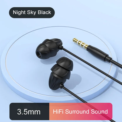 Night sky black sleep earbuds hifi with glue sleep wired design and gold-plated 3.5mm jack for earbuds hifi surround sound