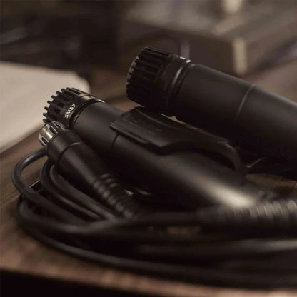 Black sm57 dynamic instrument microphone professional quality with textured grille and coiled cables for live performances