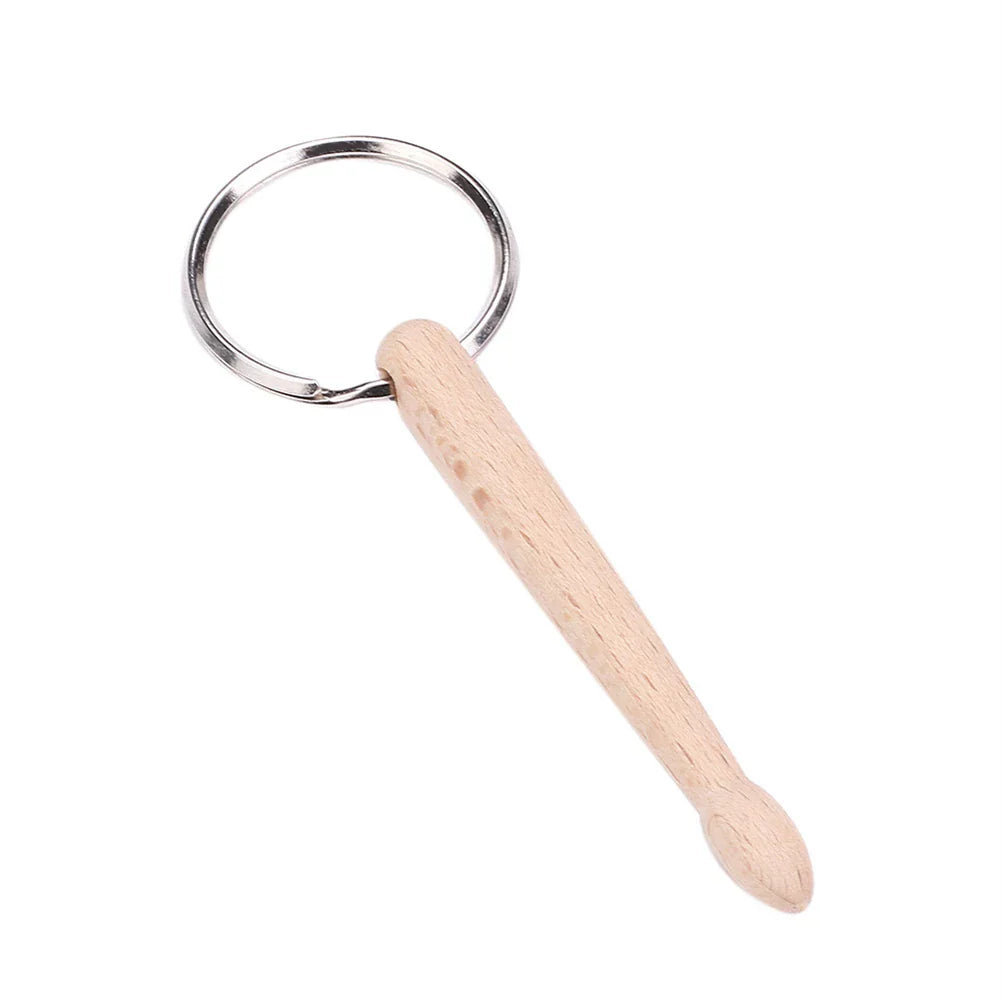 Light-colored wooden drum sticks keychain with silver metal ring wood drumsticks percussion key ring accessory