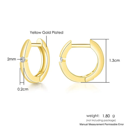 Small hoop earrings for women gold plated huggie hoops with a small diamond accent and zircon detail