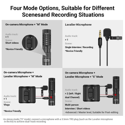 Black smallrig s20 on-camera microphone with shock mount video, video microphone stereo lavalier for dslr and smartphones