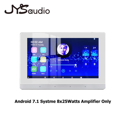 White jysaudio android 7.1 system smart home theater sound amplifier with bluetooth and music panel display