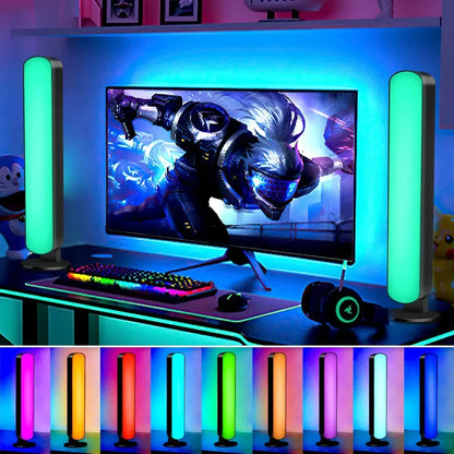 A sleek smart led symphony light bar with slim metallic finish and sound control pickup for music rhythm ambient effects
