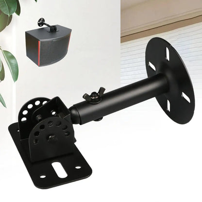 Black metal smart speaker stand with adjustable arm and mounting plate detachable wall mounted speaker holder