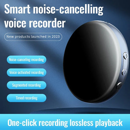 Compact sleek black and silver smart voice-activated recorder hd noise with noise reduction super and magnetic mp3 recorder design
