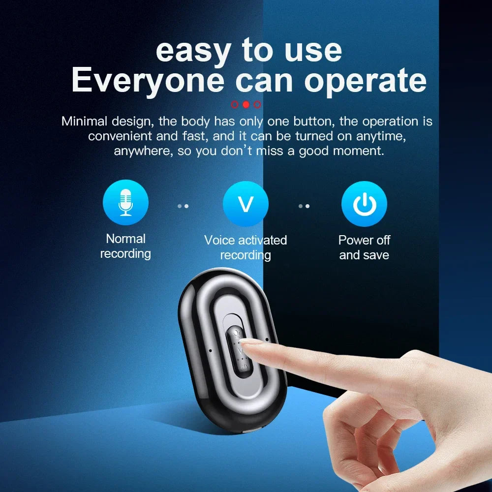 Black and silver minimalist smart voice digital voice digital recorder with single button magnetic hd noise reduction