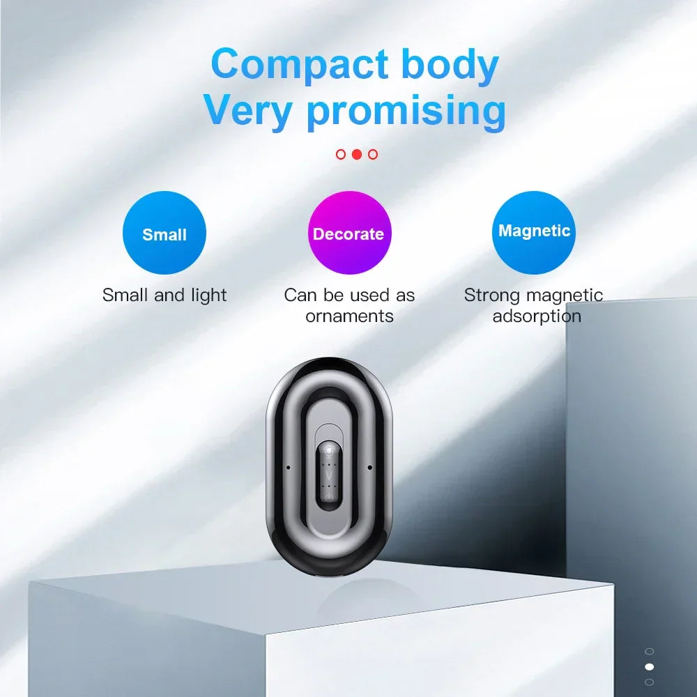 Compact sleek black and silver smart voice digital voice recorder with magnetic hd noise reduction and modern oval design