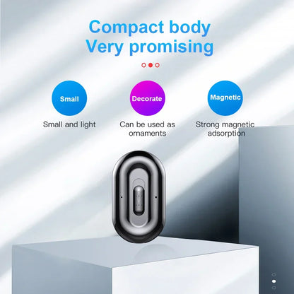 Compact sleek black and silver smart voice digital voice recorder with magnetic hd noise reduction and modern oval design