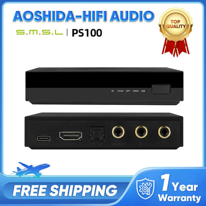 Black smsl ps100 multifunctional audio converter back with hdmi arc es9023 dac and usb optical ports for home and car music