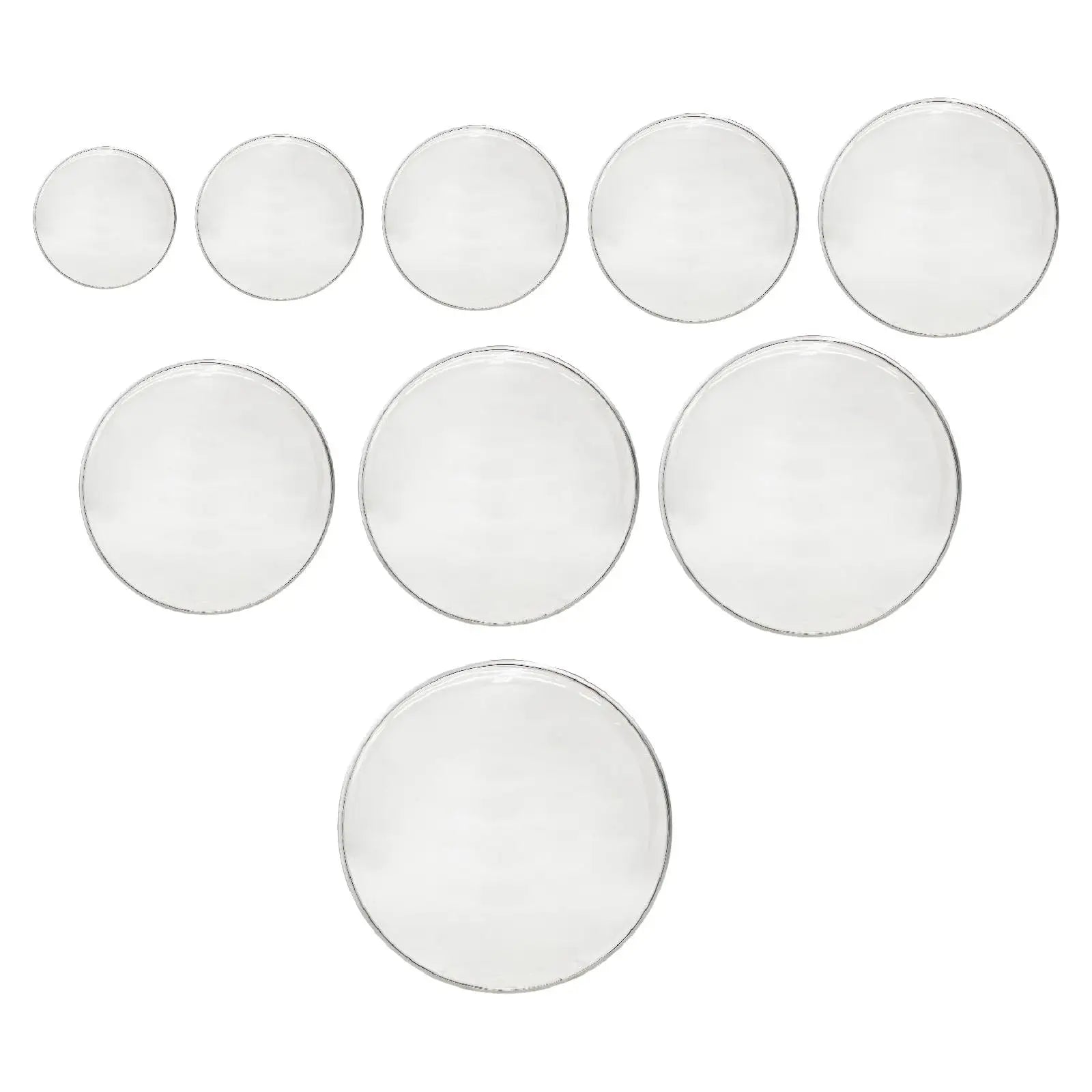 Clear circular glass lens covers with thin metallic rim for snare drum head transparent replacement and sound control
