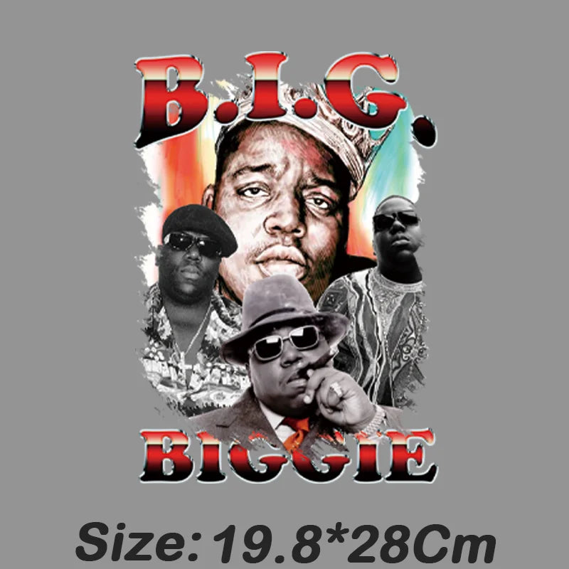 Gray t-shirt featuring vibrant biggie smalls graphic and bold lettering perfect for snoop dogg hip hop godfather style ironing pad use