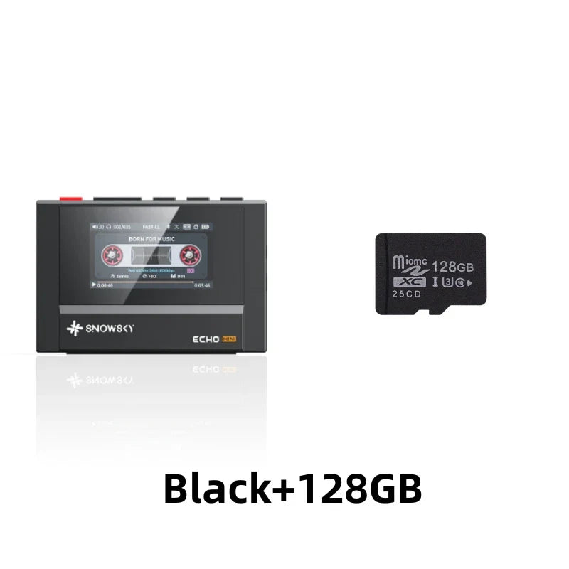 Black snowsky fiio echo mini hifi digital music player with 128gb storage and 15hours playback time