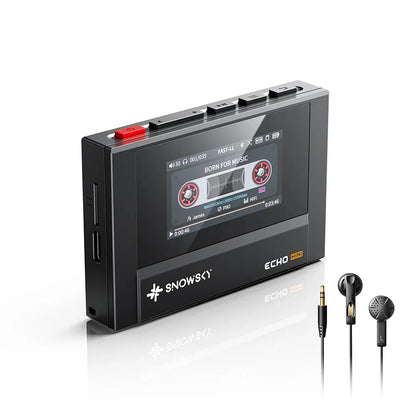 Black snowsky fiio echo mini hifi portable music player with digital display and earphones 15hours playback
