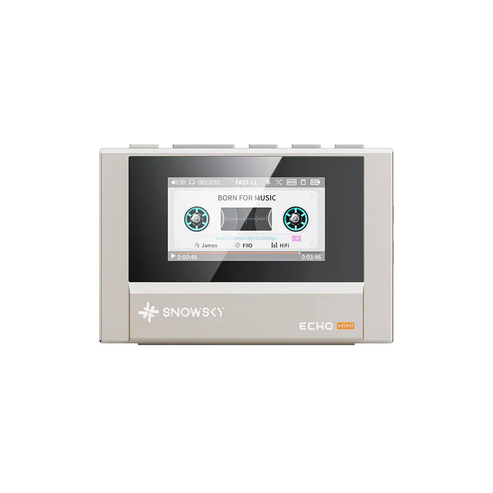 Silver snowsky fiio echo mini hifi music player with touchscreen and cassette interface 15hours playback Bluetooth output