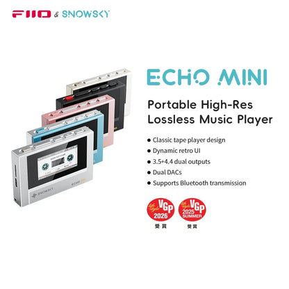 Silver snowsky fiio echo mini hifi portable music player with retro design and 15hours playback Bluetooth output