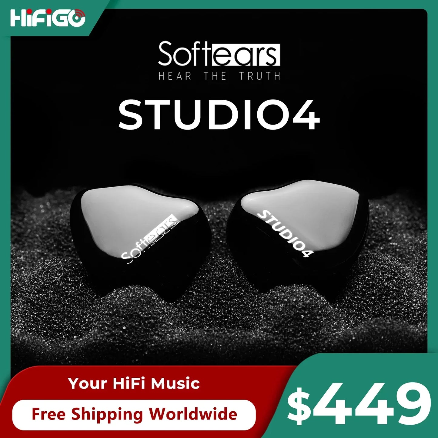 Softears studio series black and white in-ear monitors with 4 driver 3-way crossover professional hifi iems design