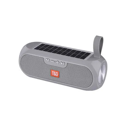 Gray t&g solar radio fm outdoor wireless bluetooth speaker with sound box subwoofer and built-in flashlight