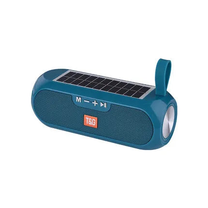 Teal t&g solar radio fm outdoor wireless bluetooth speaker with sound box subwoofer and built-in flashlight