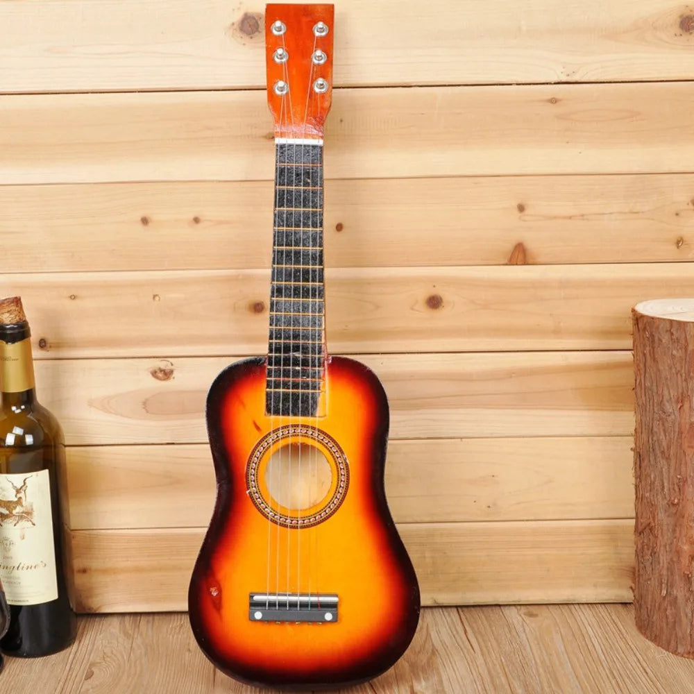 A wooden acoustic guitar classical adjustable with sunburst finish black fretboard and durable adjustable string knob for children