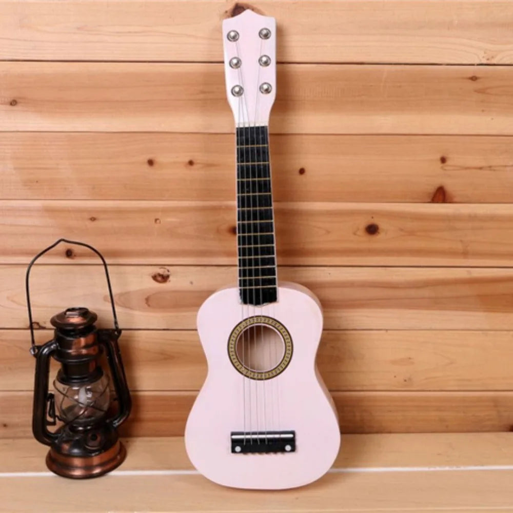Solid wood white ukulele with black fretboard and adjustable string knob for durable sound quality in children’s guitar classical use
