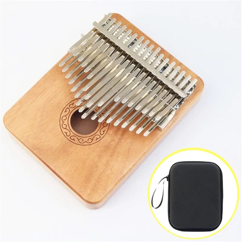 Solid wood kalimba with 34 silver metal tines and engraved design perfect thumb piano adults and children mahogany keyboard