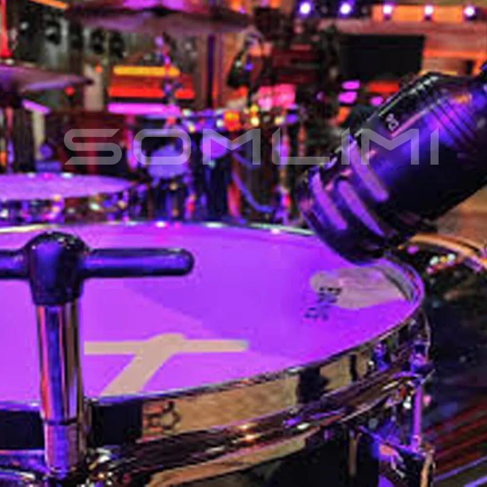 Purple somlimi d6 drum microphone instrument kick with metallic rim and black tuning lugs for bass snare kick use