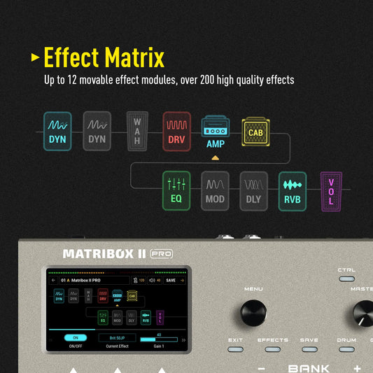 Silver sonicake matribox ii pro audio effects processor with expression pedal bass amp modeling and pedal fx loop