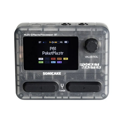 Transparent gray plastic sonicake pocket master guitar bass amplifier with 1.77 lcd modeling ir multi-effect display and controls