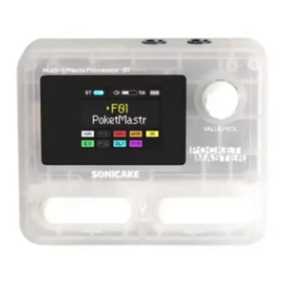 Transparent plastic housing sonicake pocket master guitar bass amplifier with 1.77 LCD screen modeling IR multi-effect display