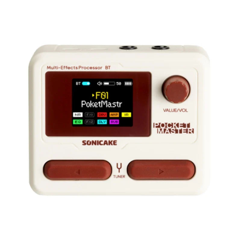 White and reddish-brown sonicake pocket master modeling ir multi-effect guitar bass amplifier with 1.77 lcd screen display