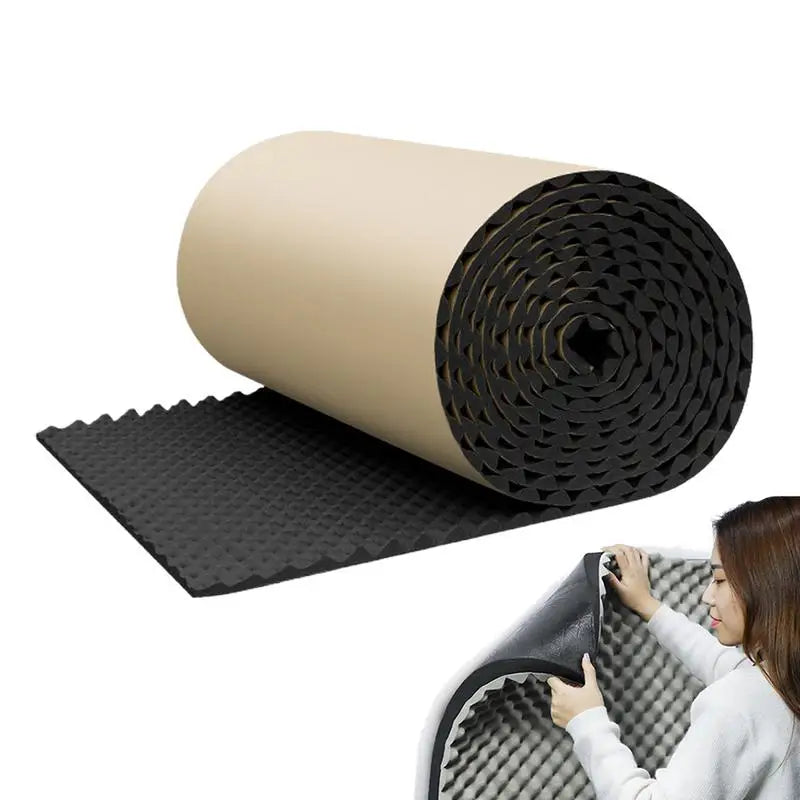 Black foam sound insulation panels roll with honeycomb texture and beige cardboard core for absorbing panel acoustic use