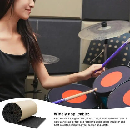 Black foam sound insulation mat roll featuring self adhesive sound insulation panels for car and studio use