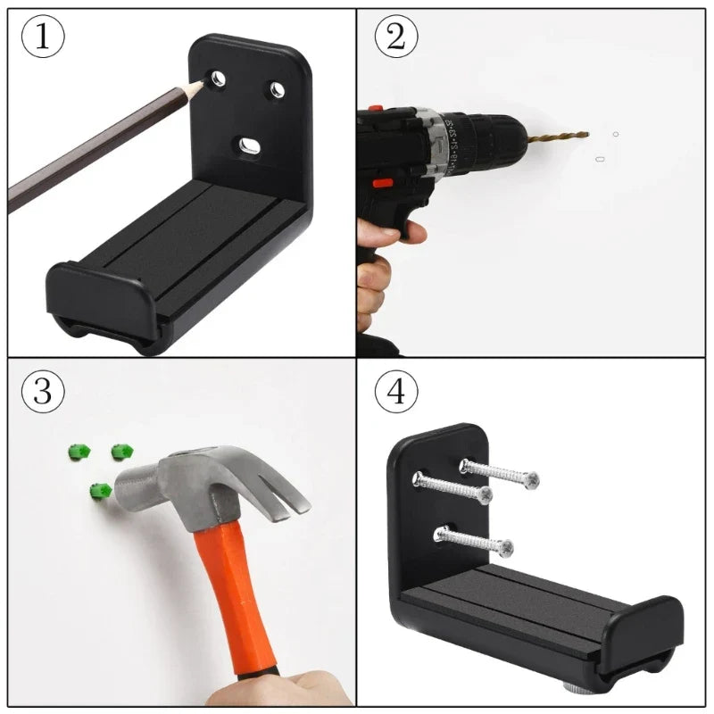Black plastic wall-mounted bike rack bracket for sound bar mount wall display shelf holder stand universal use