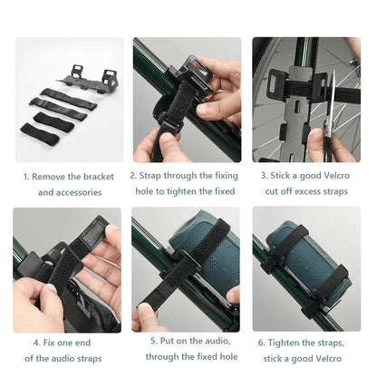 Black metal speaker mount with adjustable velcro strap holder elastic for securing jbl speakers to bicycle frame