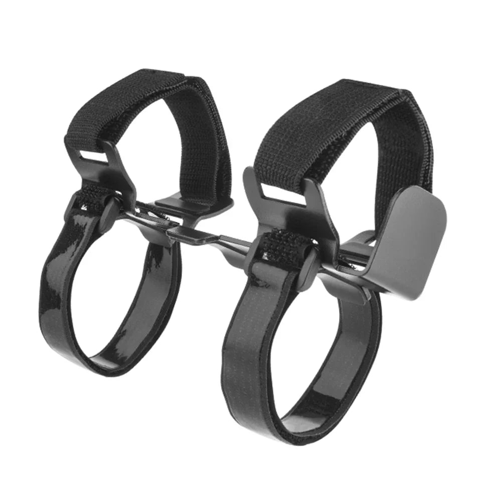 Black plastic and elastic strap holder with metal speaker mount for 5-10cm diameter bluetooth speakers