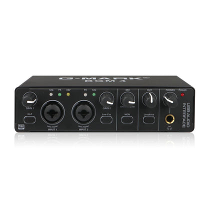 Black g-mark bgm 4 usb audio interface with two xlr inputs gainrange -10db +40db phantom power for live recording studio use
