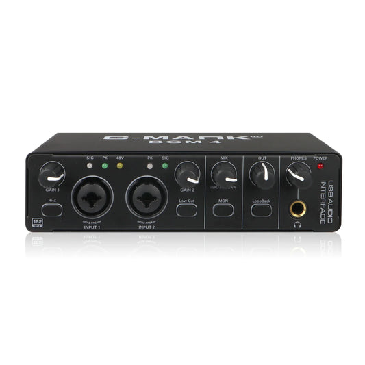 Black g-mark bgm 4 usb audio interface with two xlr inputs gainrange -10db +40db phantom power for live recording studio use
