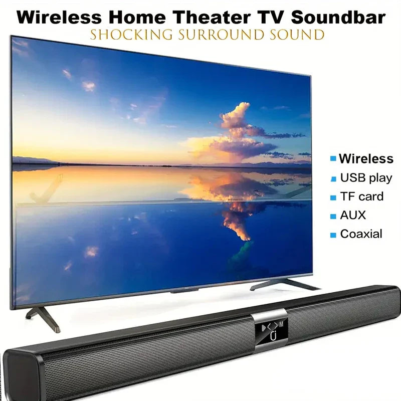Black soundbar cinema soundbar with hifi wireless bluetooth and stereo surround sound for home theater use