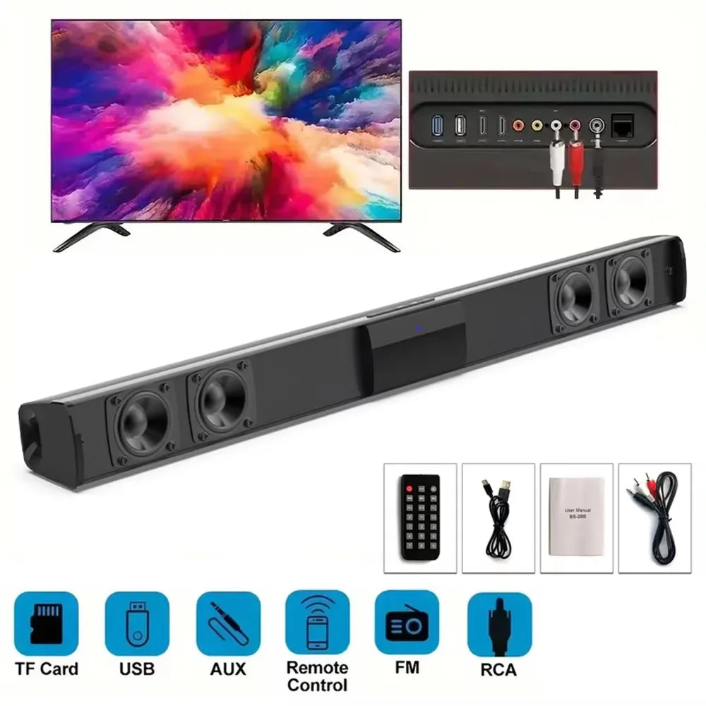 Black soundbar cinema soundbar with multiple speakers sleek design hifi wireless bluetooth stereo surround sound